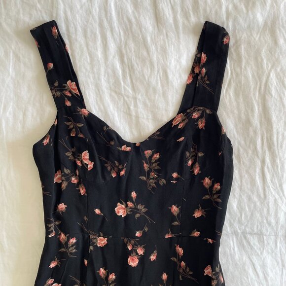 Reformation Fulton Midi Dress Romy Black Pink Floral (sz 4P) - Picture 3 of 11